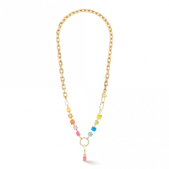 Coeur De Lion Couer De Lion Cube Fusion Rainbow Gold Tone Necklace 0.6cm, 47.5cm   
