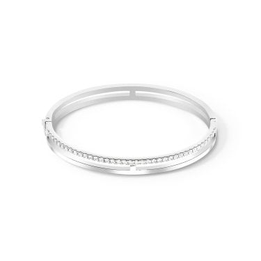 Couer De Lion Eternal Unity Stainless Steel Crystal Bangle 0.6cm, 17cm