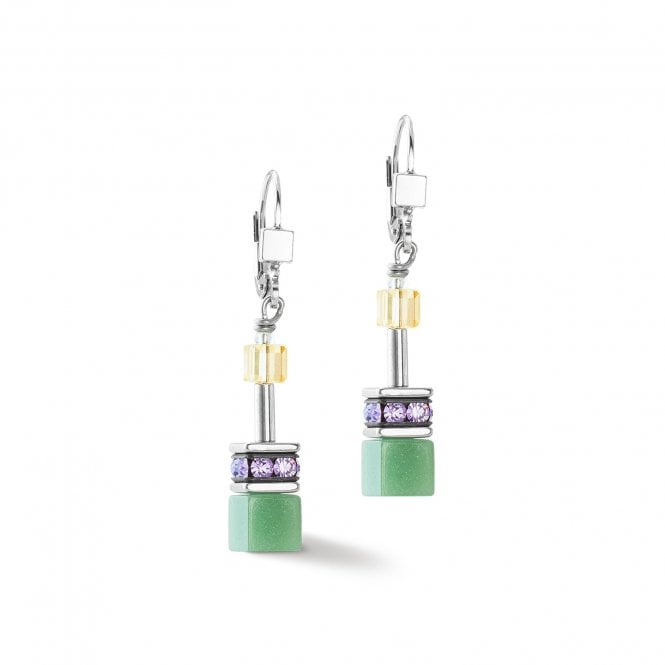 Coeur De Lion Couer De Lion Geocube Iconic Silver Ice Pastels Drop Earrings 0.6 x 4cm