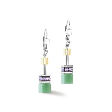 Couer De Lion Geocube Iconic Silver Ice Pastels Drop Earrings 0.6 x 4cm