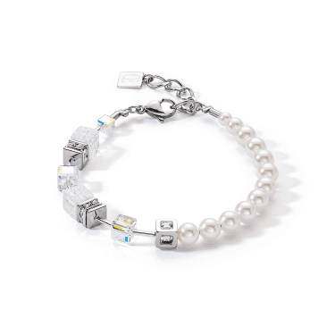 Couer De Lion Geocube Precious Fusion White Pearls Bracelet 18+3cm