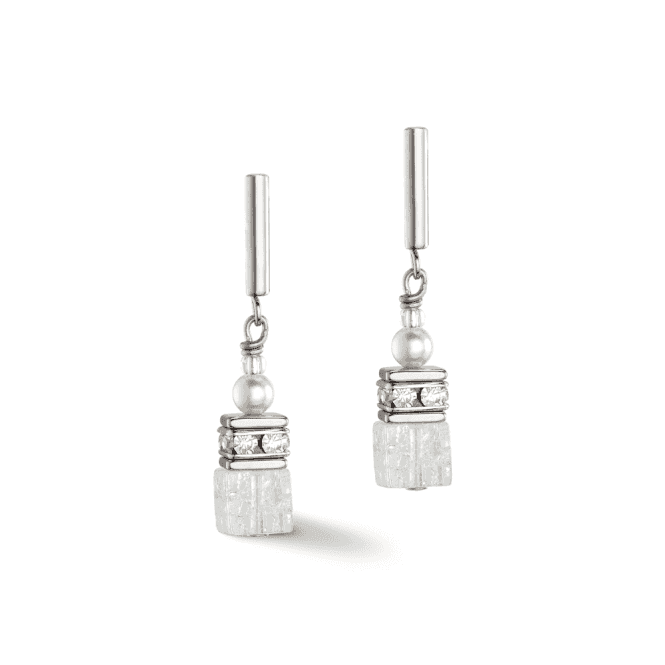 Coeur De Lion Couer De Lion Geocube Precious Fusion White Pearls Drop Earrings 3.4cm