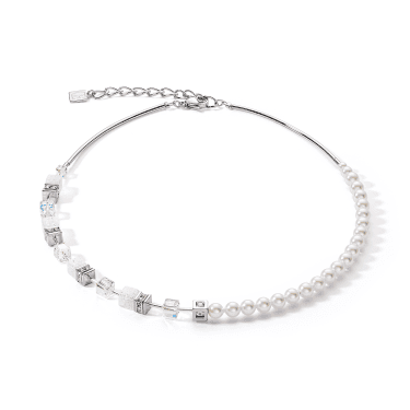 Couer De Lion Geocube Precious Fusion White Pearls Necklace 42+6cm