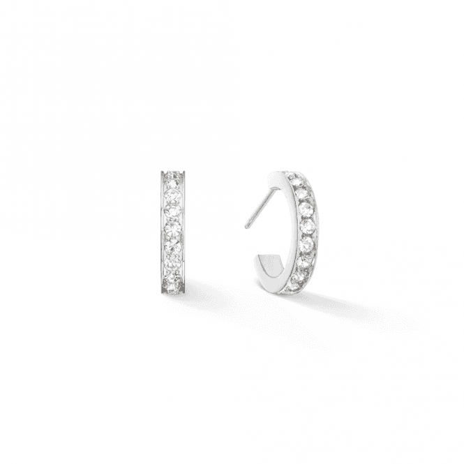 Coeur De Lion Couer De Lion Stainless Steel Crystal Hoop Earrings 0.3cm, 1.5cm