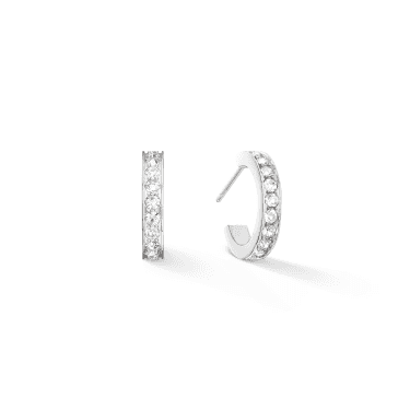 Couer De Lion Stainless Steel Crystal Hoop Earrings 0.3cm, 1.5cm