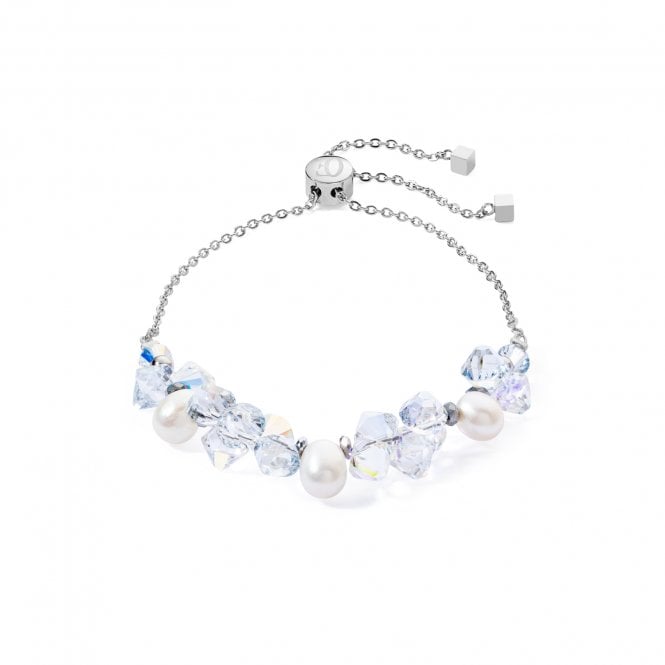 Coeur De Lion  Dancing Crystals & Pearls Adjustable Slider Bracelet 1cm, 14-22cm