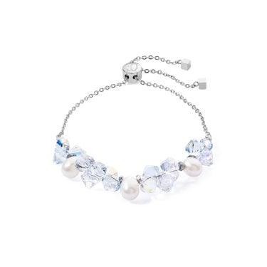 Coeur De Lion Dancing Crystals & Pearls Adjustable Slider Bracelet 1cm, 14-22cm