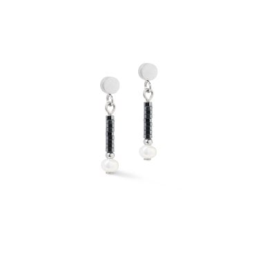 Coeur De Lion Edge & Grace Anthracite-Silver Drop Earrings 0.2 x 2.4cm