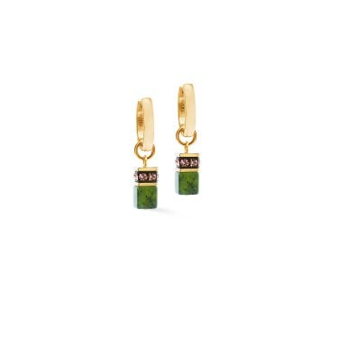 Coeur De Lion GeoCUBE® Chunky Chain Gold-Green Gold Tone Hoop Drop Earrings 0.6 x 3cm