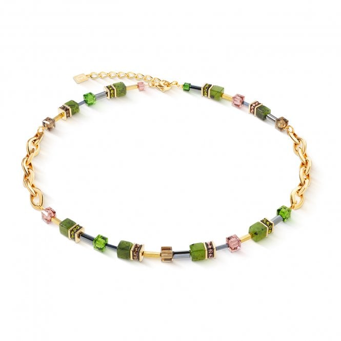 Coeur De Lion  GeoCUBE® Chunky Chain Gold-Green Gold Tone Necklace 0.6cm, 45.5cm + 6cm