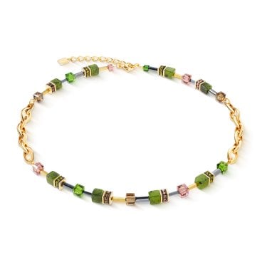 Coeur De Lion GeoCUBE® Chunky Chain Gold-Green Gold Tone Necklace 0.6cm, 45.5cm + 6cm
