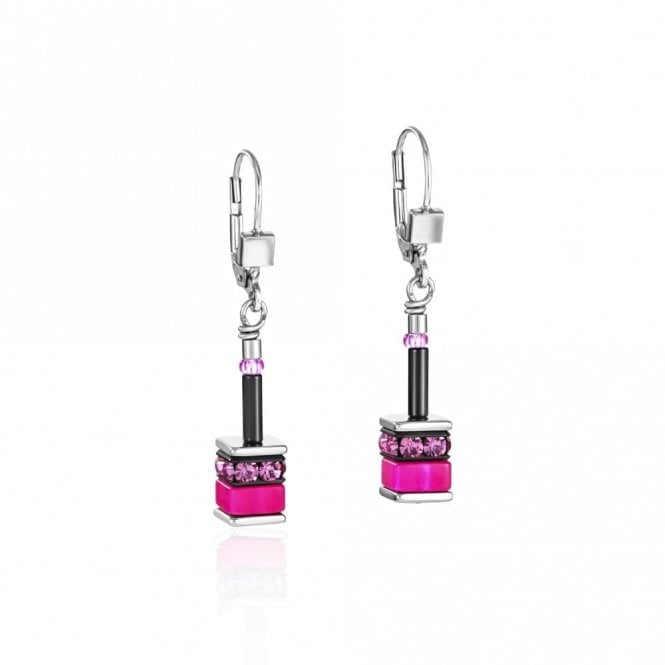 Coeur De Lion  Geocube Classic Polaris & Rhinestone Multicolour Drop Earrings 3.6cm