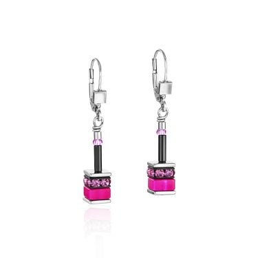 Coeur De Lion Geocube Classic Polaris & Rhinestone Multicolour Drop Earrings 3.6cm