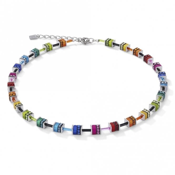 Coeur De Lion  Geocube Classic Polaris & Rhinestone Multicolour Necklace 42+6cm