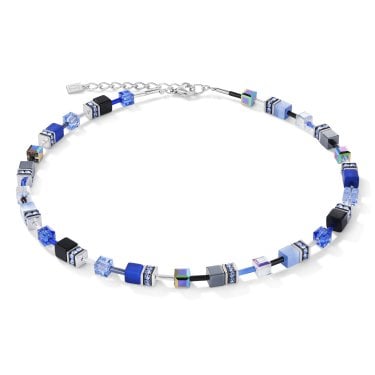 Coeur De Lion GeoCUBE® Cobalt Blue Necklace 0.6cm, 42cm + 6cm