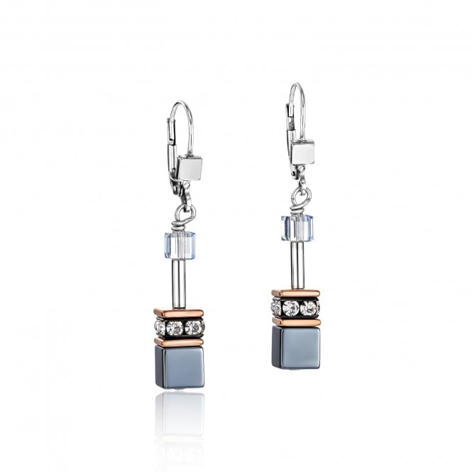 Coeur De Lion  GeoCUBE® Ice Blue Drop Earrings 0.6 x 4cm 