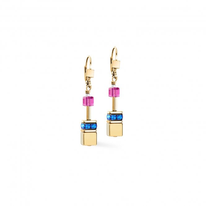 Coeur De Lion  GeoCUBE® Iconic Metallic Rainbow Gold Tone Drop Earrings 0.6 x 4.1cm