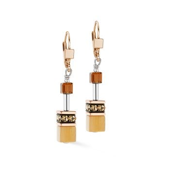 Coeur De Lion GeoCUBE® Iconic Mocha Mousse Rose Gold Tone Drop Earrings 0.6 x 4cm 