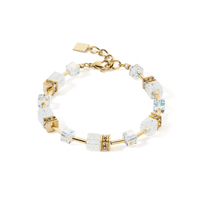 Coeur De Lion  GeoCUBE® Iconic Nature White Gold Tone Bracelet 0.6cm, 18.5cm + 3cm