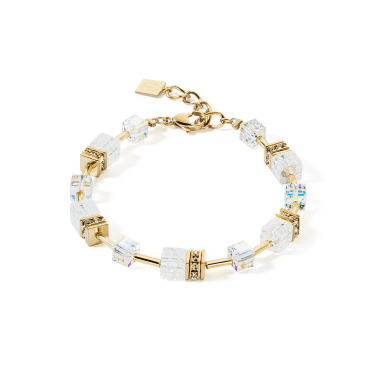 Coeur De Lion GeoCUBE® Iconic Nature White Gold Tone Bracelet 0.6cm, 18.5cm + 3cm