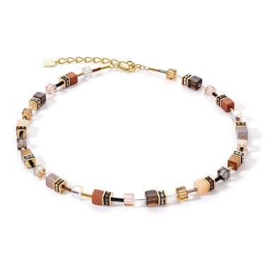 Coeur De Lion Geocube Iconic Precious Brown Necklace 42+6cm