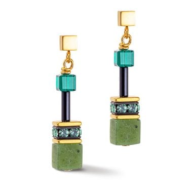 Coeur De Lion Geocube Iconic Precious Green Drop Earrings 3.2cm