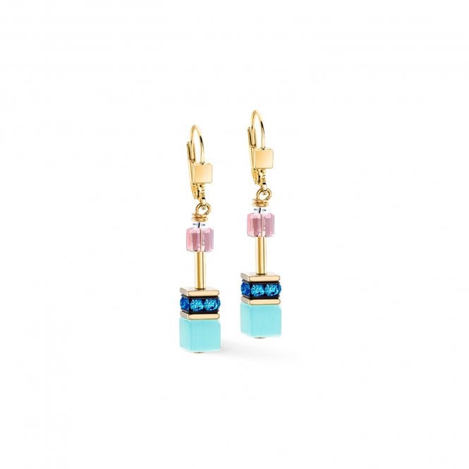 Coeur De Lion  GeoCUBE® Iconic Spicy Sweetness Gold Tone Drop Earrings 0.6cm x 4cm 