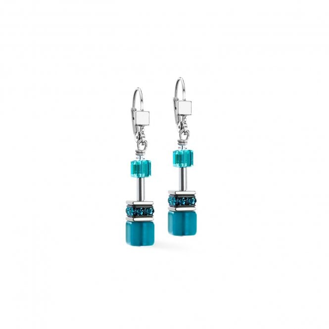 Coeur De Lion  GeoCUBE® Iconic Teal Drop Earrings 0.6cm x 4cm