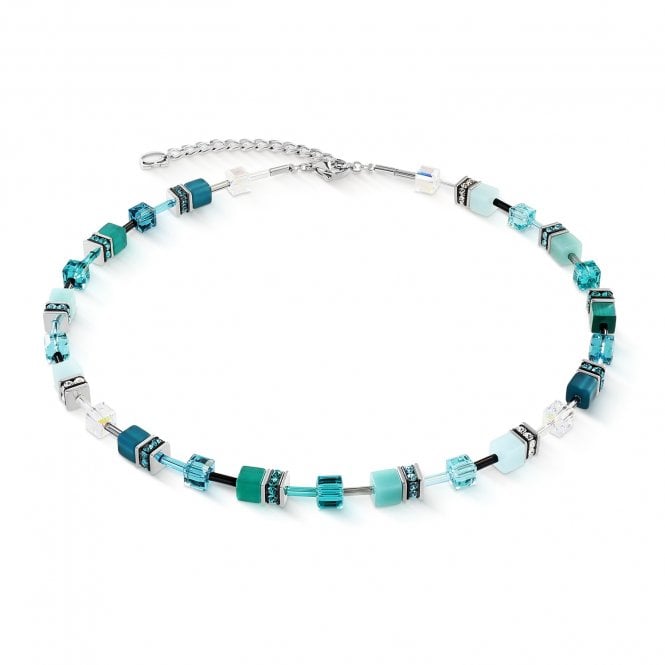 Coeur De Lion  GeoCUBE® Iconic Teal Necklace 0.6cm, 42cm + 6cm 