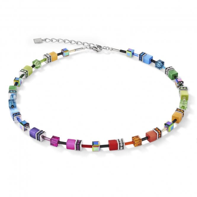 Coeur De Lion  GeoCUBE® Multicolour Rainbow Necklace 0.6cm, 42cm + 6cm 