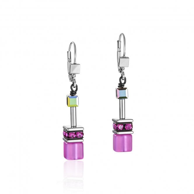 Coeur De Lion  GeoCUBE® Pink Drop Earrings 0.6 x 4cm 