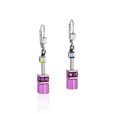 Coeur De Lion GeoCUBE® Pink Drop Earrings 0.6 x 4cm 