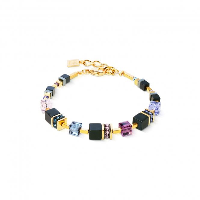 Coeur De Lion  GeoCUBE® Precious Classic Blue Moon Gold Tone Bracelet 0.6cm, 19cm + 3cm