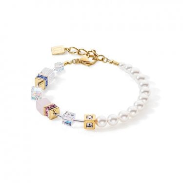 Coeur De Lion Geocube Precious Fusion Pearl Multicolour Pastel Bracelet 18+3cm