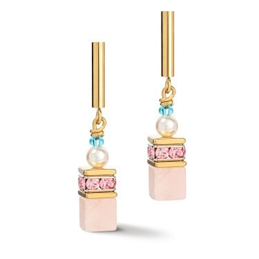 Coeur De Lion Geocube Precious Fusion Pearl Multicolour Pastel Drop Earrings 3.4cm