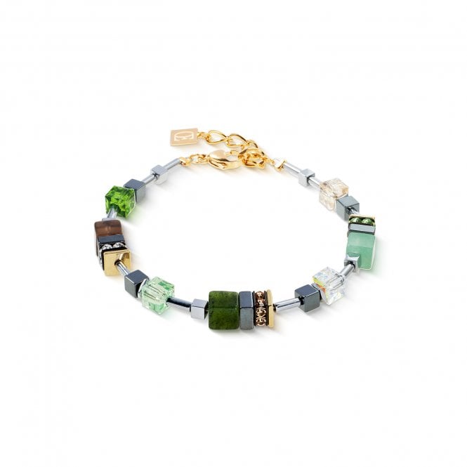 Coeur De Lion  GeoCUBE® Precious Motion Forest Light Gold Tone Bracelet 0.6cm, 19cm + 3cm