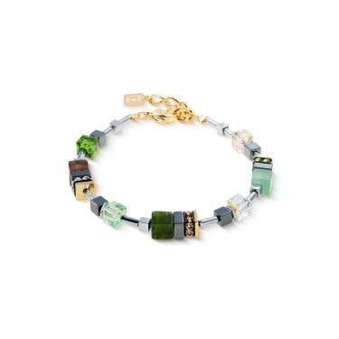 Coeur De Lion GeoCUBE® Precious Motion Forest Light Gold Tone Bracelet 0.6cm, 19cm + 3cm