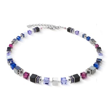 Coeur De Lion GeoCUBE® Precious Statement Blue Moon Necklace 0.8cm, 44.5cm + 6cm