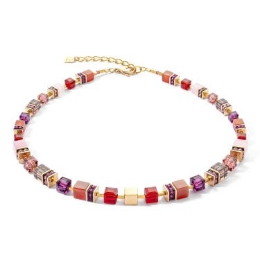 Coeur De Lion Geocube Precious Statement Red Gold Tone Necklace 0.8, 44.5cm + 6cm