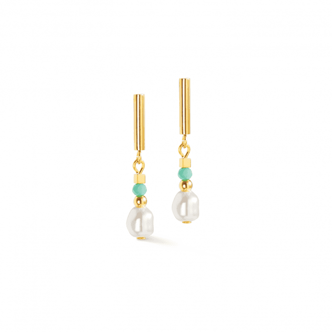 Coeur De Lion  Lagoon Pearl Mint Gold Tone Drop Earrings 0.6 x 3cm  