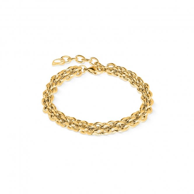 Coeur De Lion  Mesh Chain Classic Gold Tone Bracelet 0.6cm, 18cm + 3cm