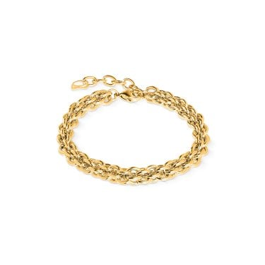 Coeur De Lion Mesh Chain Classic Gold Tone Bracelet 0.6cm, 18cm + 3cm