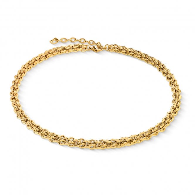 Coeur De Lion  Mesh Chain Classic Gold Tone Necklace 0.6cm, 42cm + 6cm