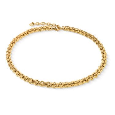 Coeur De Lion Mesh Chain Classic Gold Tone Necklace 0.6cm, 42cm + 6cm