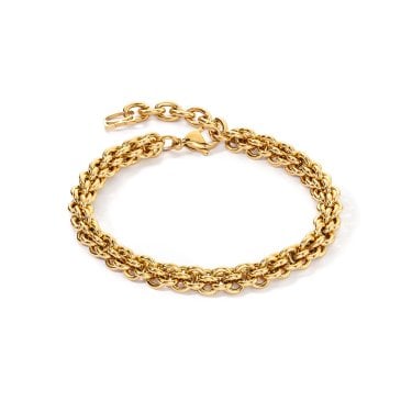 Coeur De Lion Mesh Gold Tone Chain Bracelet 0.6cm, 18.5cm + 3cm