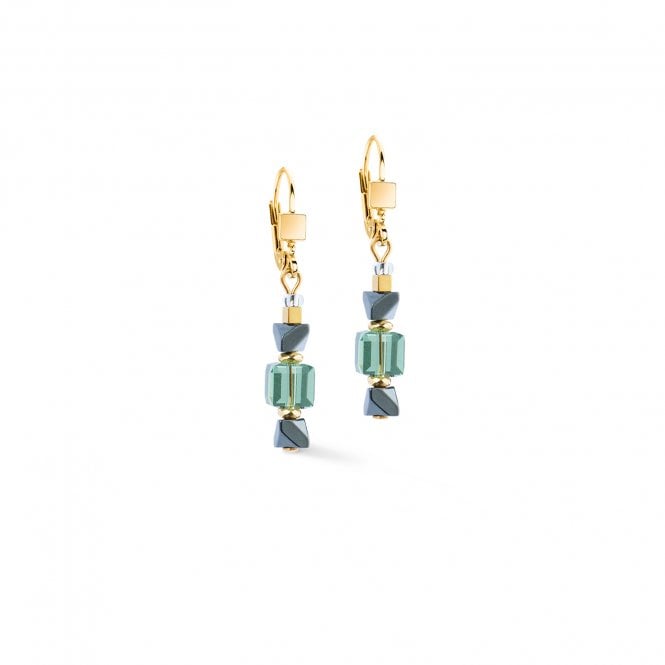 Coeur De Lion  Precious Shape Mix Green-Turquoise Gold Tone Drop Earrings 0.6 x 3.8cm
