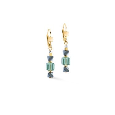 Coeur De Lion Precious Shape Mix Green-Turquoise Gold Tone Drop Earrings 0.6 x 3.8cm