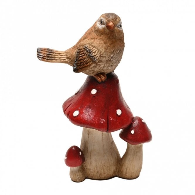 Country Living  Bird Standing On Mushrooms Figurine 28.2cm x 11.5cm x 18cm