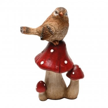Country Living Bird Standing On Mushrooms Figurine 28.2cm x 11.5cm x 18cm