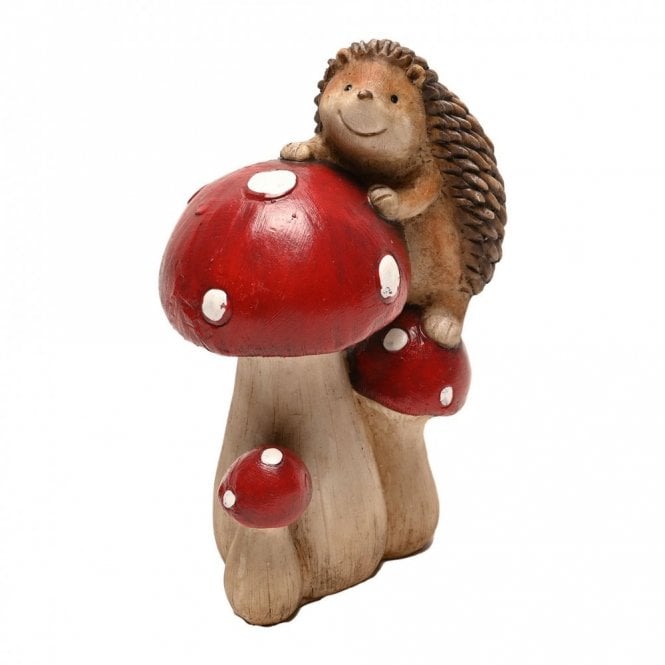 Country Living  Hedgehog Climbing Mushrooms Figurine 19.7cm x 8.3cm x 13.2cm